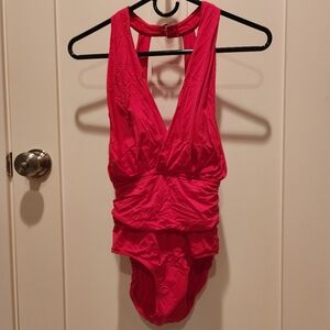 Red Badgley Mischka One Piece Swimsuit